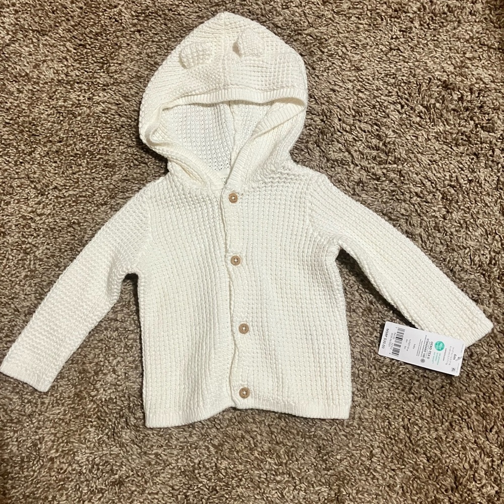 Carter's White Knit Baby Sweater with Ears